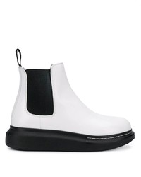 White Chunky Leather Chelsea Boots