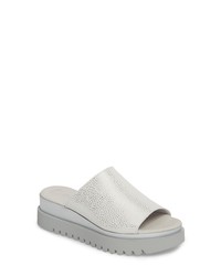 White Chunky Leather Flat Sandals