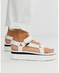 Teva Flatform Universal Mesh Print Chunky Sandals In White