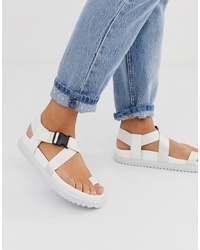 ASOS DESIGN Freestyle Toe Loop Sporty Sandals In White