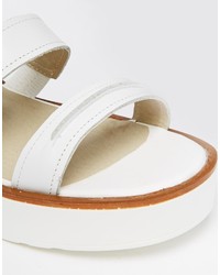 Windsor Smith Chunk White Leather Tassel Heeled Sandals