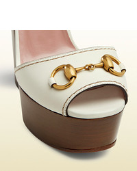 Gucci Leather Platform Horsebit Sandal