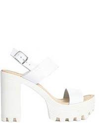 Asos High Tide Leather Heeled Sandals White