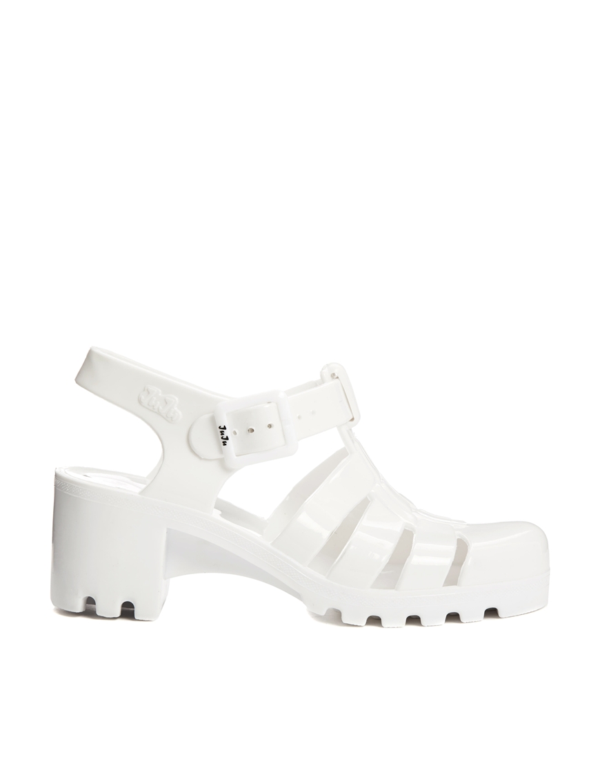 Aptitude Cyclops barrier JuJu Babe White Heeled Jelly Sandals, $19 | Asos | Lookastic