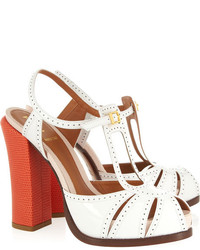 Fendi Lizard Effect And Patent Leather Sandals