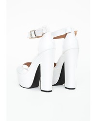 Missguided Alana Platform Block Heels In White