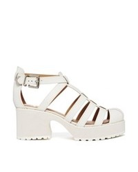 Shellys London Kaplow White Leather Gladiator Heeled Sandals