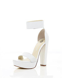 River Island White Chunky Platform Barely There Sandals