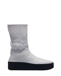 White Chunky Leather High Top Sneakers