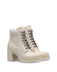 Prada Lace Up Chunky Heel Ankle Boots