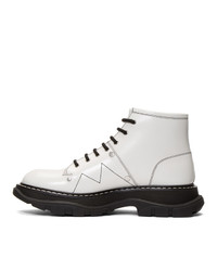 Alexander McQueen Off White Tread Lace Up Boots