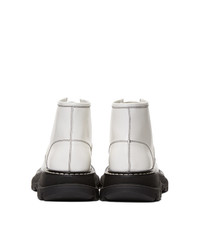 Alexander McQueen Off White Tread Lace Up Boots