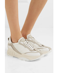 Jimmy Choo Raine Leather Mesh And Suede Sneakers