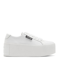 Versace Jeans Couture White Canvas Platform Sneakers