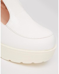 Daisy Street White Chunky Mid Heeled Shoes