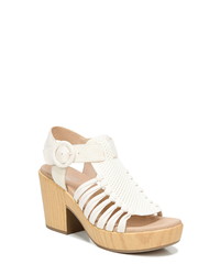 White Chunky Suede Heeled Sandals