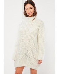 Missguided Cream Brushed Chunky Stitch Sweater Dress
