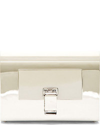 Proenza Schouler Antique Silver Leather Hinged Minaudiere Clutch