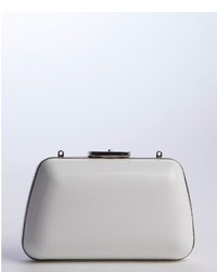 Balenciaga White Leather Metal Hinge Reversible Minaudiere Clutch