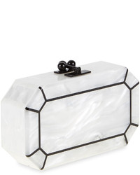 Edie Parker Fiona Faceted Clutch Bag Whiteobsidian