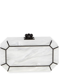 Edie Parker Fiona Faceted Clutch Bag Whiteobsidian