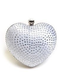 Selini Silver Crystal On Heart Shaped Evening Bag Eb092194