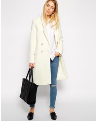 Asos Collection Pea Coat In Longline Boiled Wool