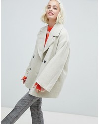 Monki Double Breasted Jacket In Creme