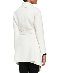 Neiman Marcus Double Woven Cashmere Draped Coat White