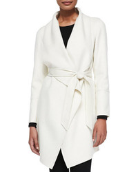 Neiman Marcus Double Woven Cashmere Draped Coat White