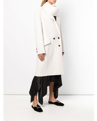 JW Anderson Ivory Double Face Wool Scarf Coat