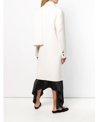 JW Anderson Ivory Double Face Wool Scarf Coat