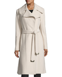 Diane von Furstenberg Maryann Belted Wool Blend Coat Winter White