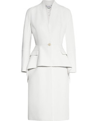 Givenchy Peplum Coat In Wool Crepe White