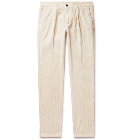 Soft corduroy trousers - Creamy White | Benetton