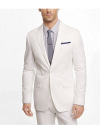 Express White Cotton Sateen Photographer Suit Jacket