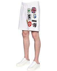 DSQUARED2 Military Glam Patches Cotton Sweatshorts