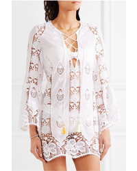 Miguelina Karla Crocheted Cotton Coverup White