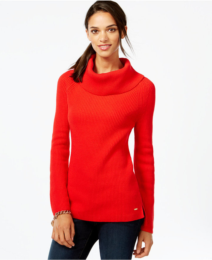 Tommy Hilfiger Ribbed Cowl Neck Sweater, $79 | Macy's | Lookastic