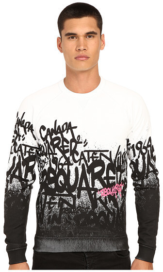 een experiment doen Moeras Slepen DSQUARED2 All Over Ds2 Graffiti Sweatshirt, $495 | 6pm.com | Lookastic