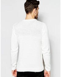 Asos Brand Crew Neck Sweater With Rib Stitch Detail