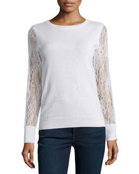Magaschoni Cashmere Lace Sleeve Sweater