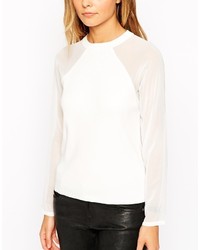 Asos Collection Sweater In Structured Knit With Sheer Panels