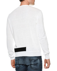 DSQUARED2 Contrast Banded Crewneck Sweater White