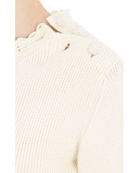 Nina Ricci Crocheted Neck Sweater White