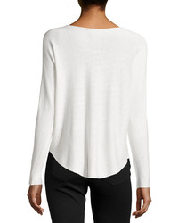Neiman Marcus Dolman Sleeve Pullover Sweater Cotton White