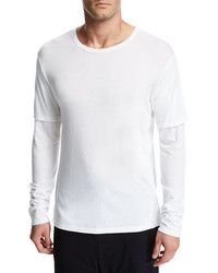 Vince Double Layer Cotton Modal Long Sleeve T Shirt