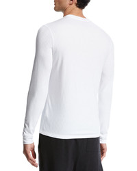 Vince Flat Back Ribbed Long Sleeve Crewneck T Shirt White