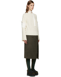 Sacai Ivory Belted Collar Sweater
