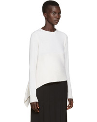 Alexander McQueen Ivory Cashmere Asymmetric Sweater